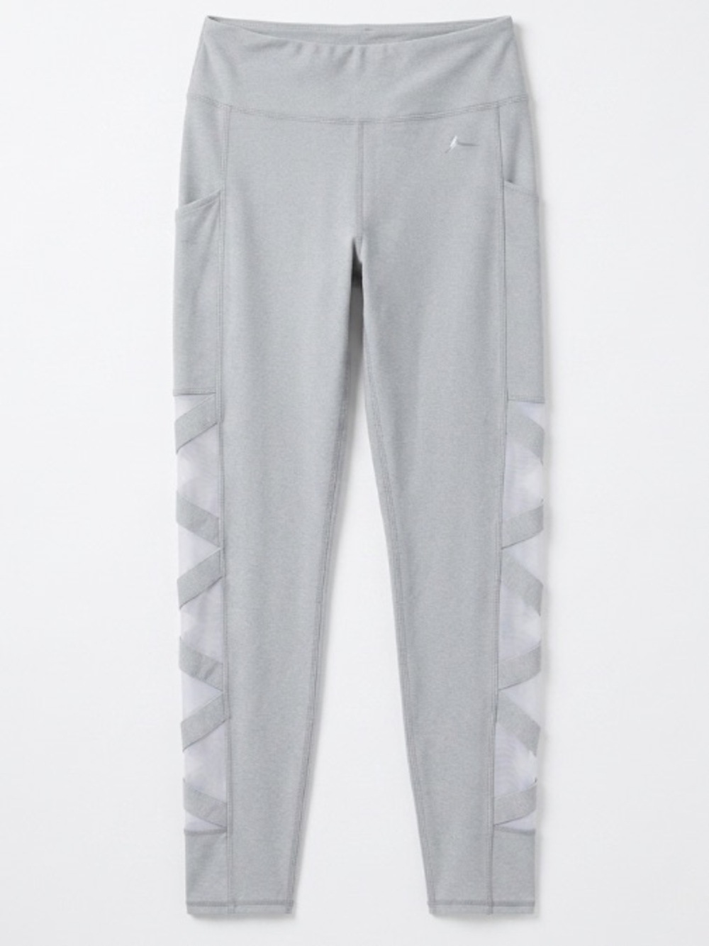 Grey Mesh Lattice Leggings High Waisted Athletic Yoga Pants Women’s Medium